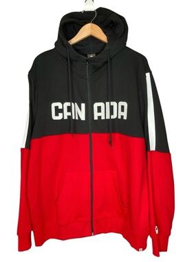 Hudson's Bay Canada HBC Full Zip Olympic Hoodie Team Canada Black Red Men's XL